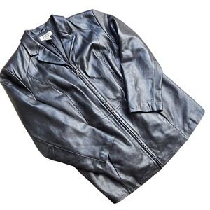 Alfani Black Leather Blazer Jacket
